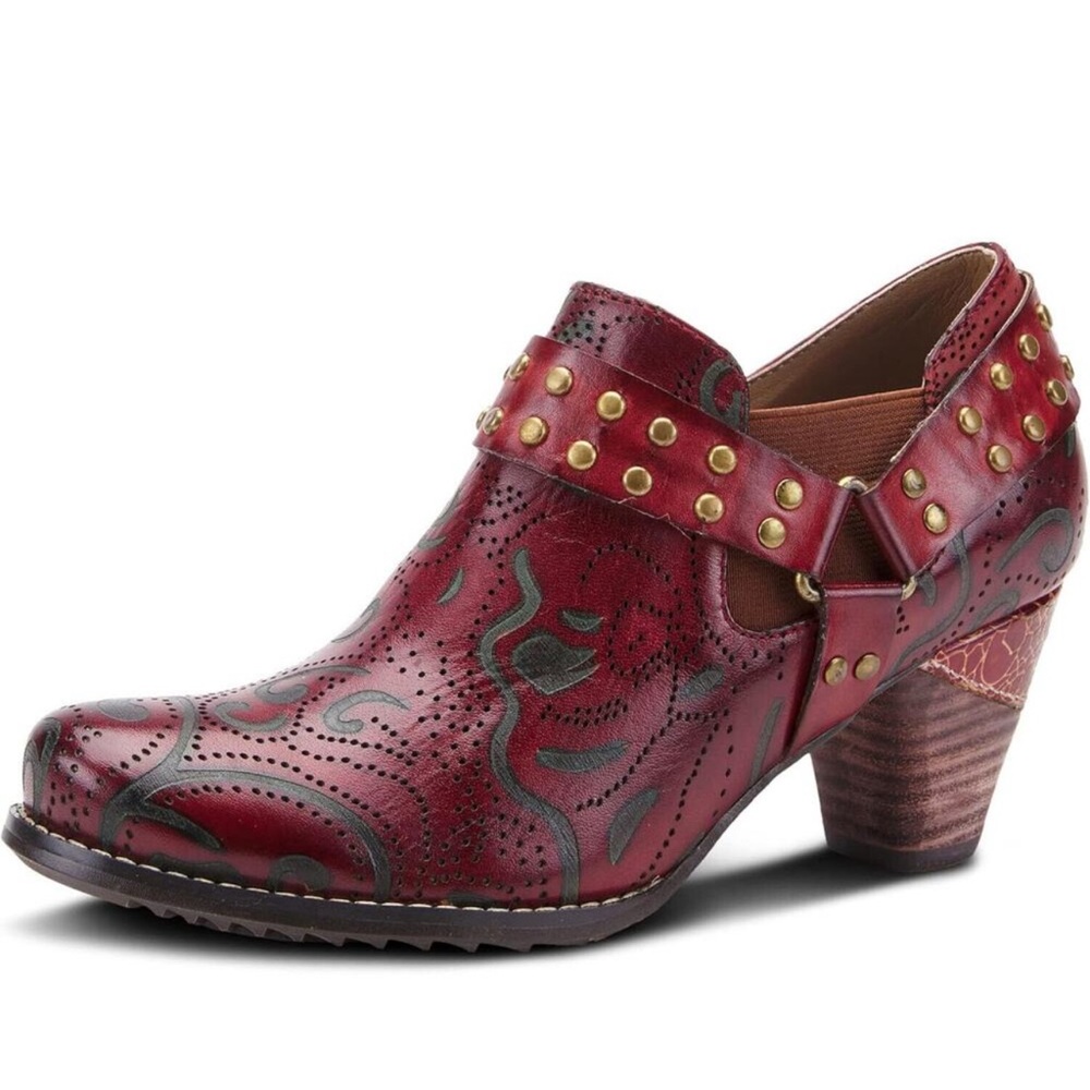 L’Artiste by Spring Step Womens Kacielou Leather Ankle Bootie - Red - NEW